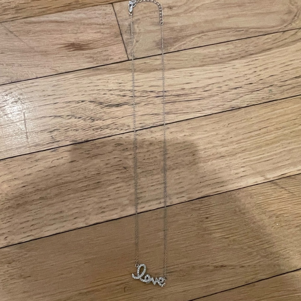 Silver and Diamond Love Necklace